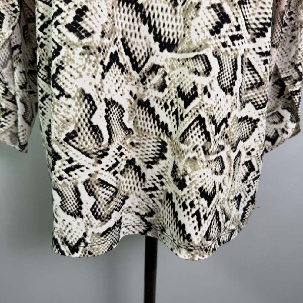 Calvin Klein Womens 0X Plus Tan Snakeskin Ombre V-Neck 3/4 Split Sleeve Blouse - Picture 5 of 16